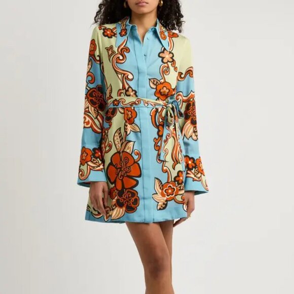 Alemais ondine printed twill mini shirt dress - Picture 1 of 14